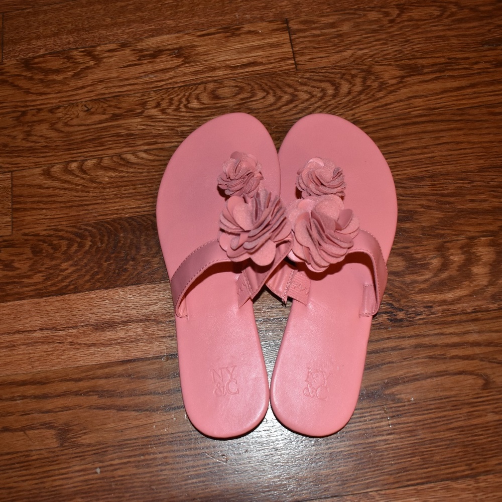 Pink flower thong sandals